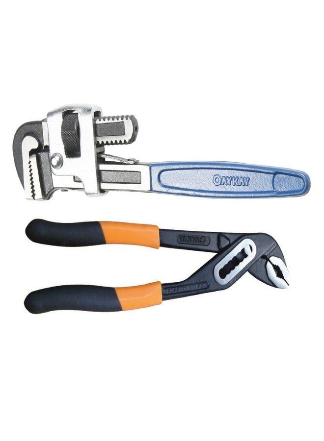 OAYKAY TOOLS أدوات Oaykay SKU 214 مجموعة أدوات يدوية منزلية مكونة من قطعتين (مفتاح ربط الأنابيب 14 بوصة قطعة واحدة، كماشة مضخة المياه 10 بوصة قطعة واحدة). - Image 1